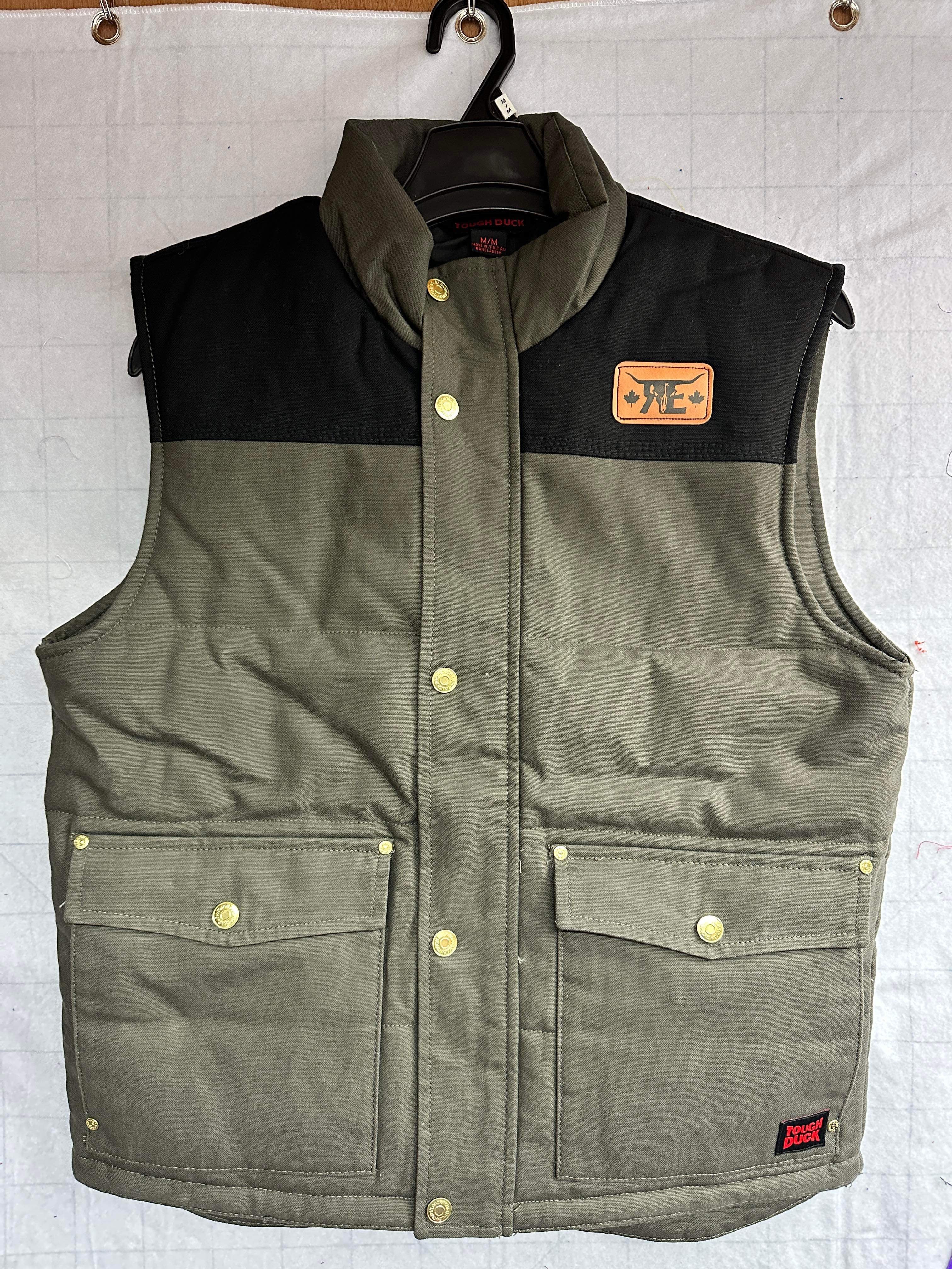 MENS Ranchy Tough Olive Black Quilt Lined Vest **Seasonal**
