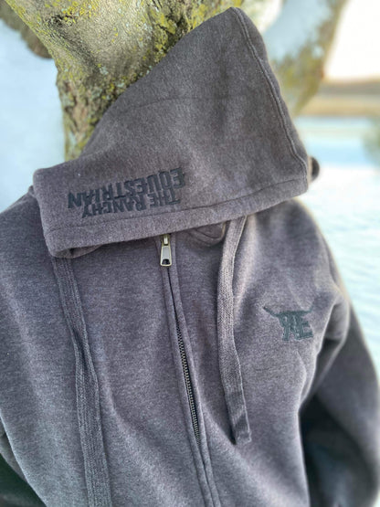 Leather Patch Full Zip Hoodie