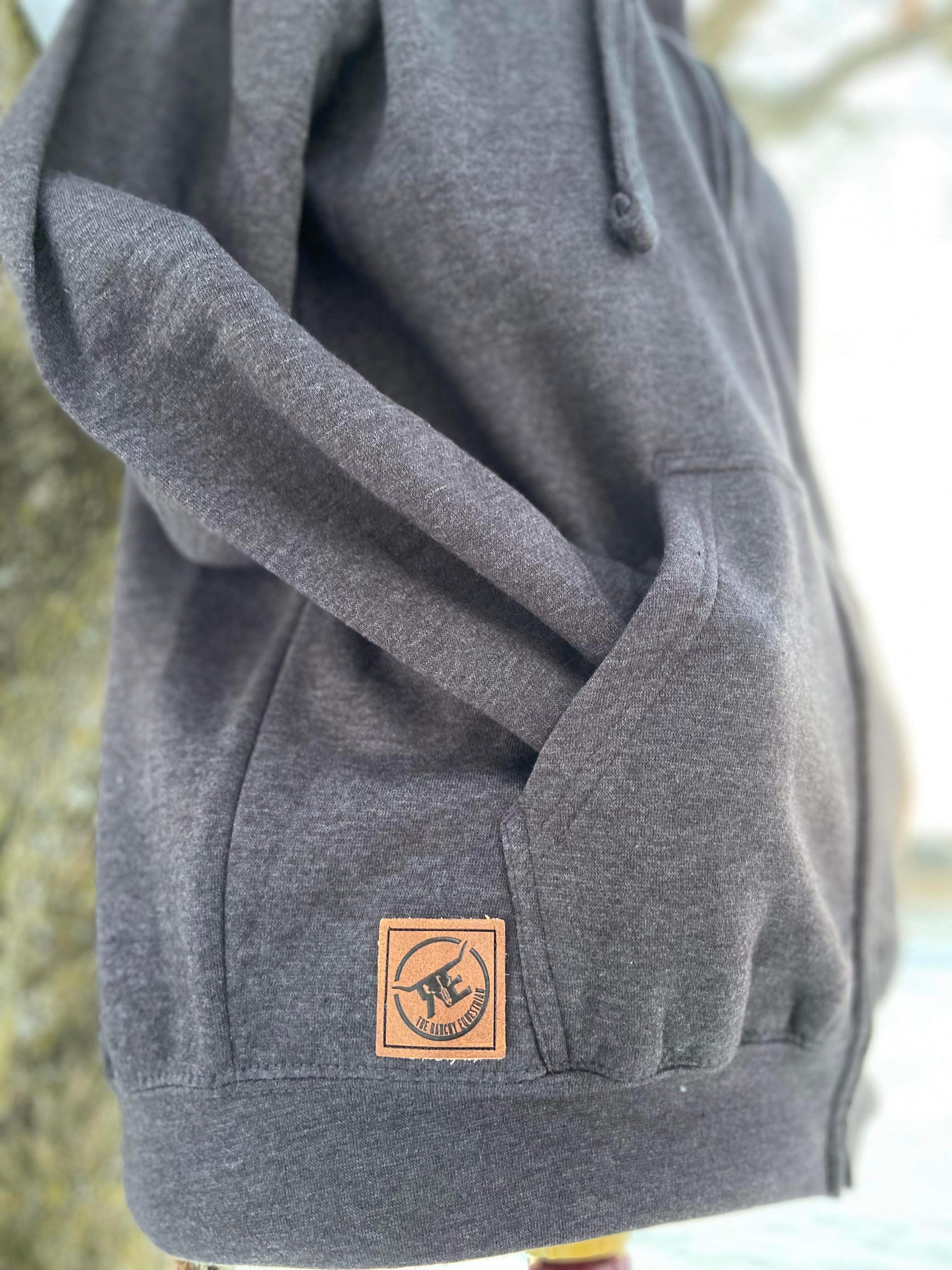 Hoodie with clearance leather patch