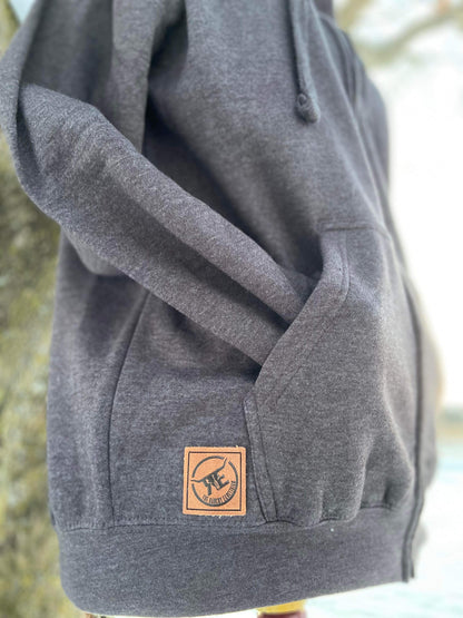 Leather Patch Full Zip Hoodie