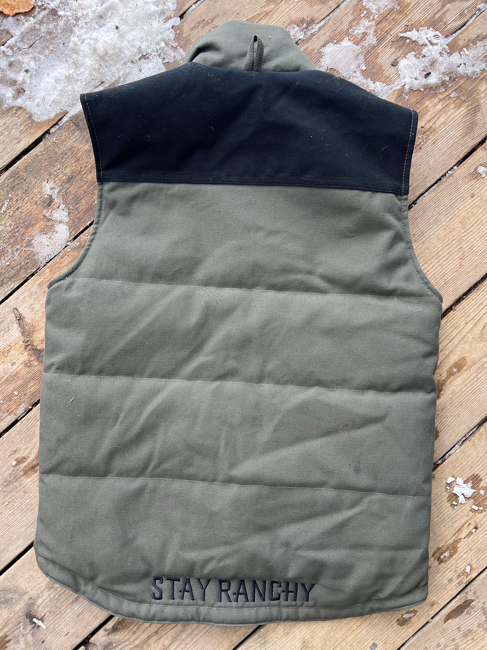 MENS Ranchy Tough Olive Black Quilt Lined Vest - The Ranchy Equestrian